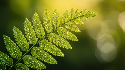 Sticker - Serene Close-Up of a Lush Green Fern Leaf in Natural Light