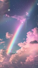 Wall Mural - Aesthetic wallpaper rainbow cloud sky.