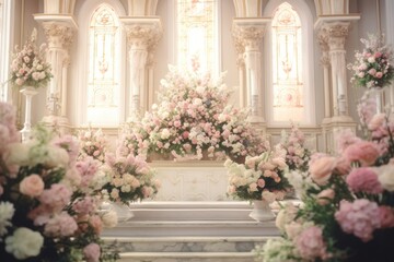 Poster - Funeral service altar architecture building.