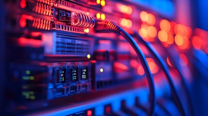 Poster - Sophisticated network monitoring equipment installed in a cutting edge modern data center providing advanced digital infrastructure and technology for enterprises and businesses