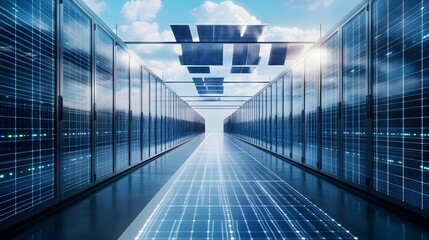 Wall Mural - Renewable Energy in Sustainable Data Center Power Supply Architecture A Innovative Concept Showcasing the Seamless of Solar Wind and Grid Tied Systems to Power Modern IT Facilities