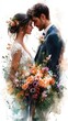 © kardaska - Bride and groom sharing a moment surrounded by flowers