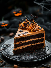 Wall Mural - a slice of Halloween themed cake, food photography