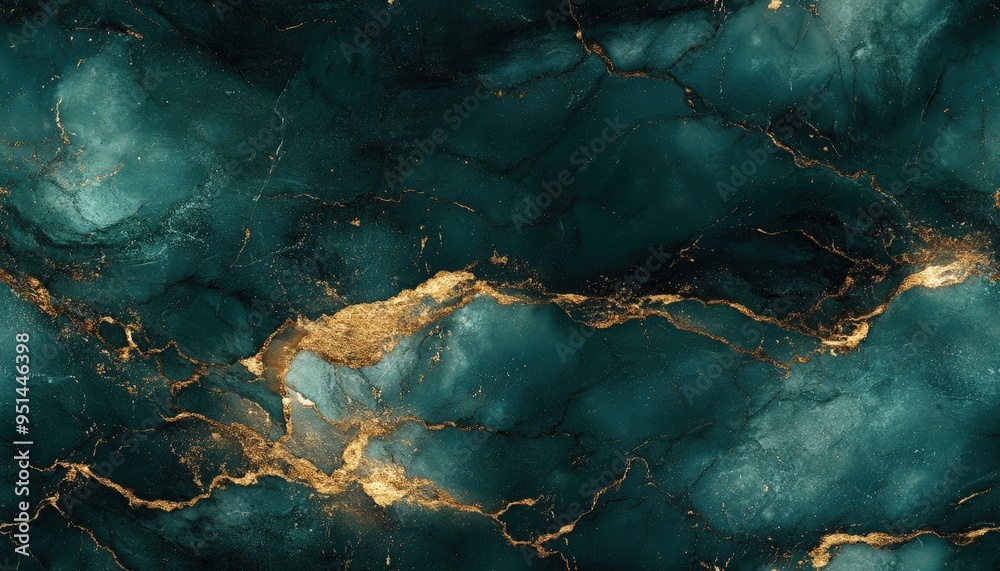 Elegant dark green marble texture with golden veins, perfect for ...