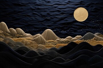 Wall Mural - Mountain range night landscape astronomy.