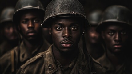 Portrait of a Soldier in a Combat Helmet