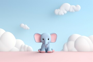 Canvas Print - Cute elephant background cartoon animal mammal.