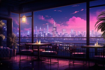 Wall Mural - Rooftop bar architecture cityscape building.