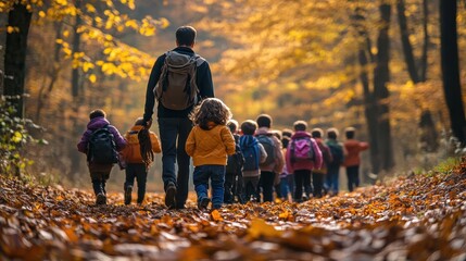 Wall Mural - Autumn Hike in the Colorful Forest