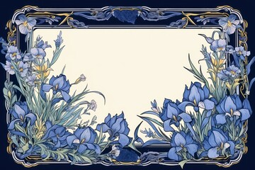 Wall Mural - Van gogh inspired ornament frame backgrounds graphics pattern.