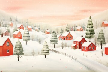 Canvas Print - House snow architecture landscape.