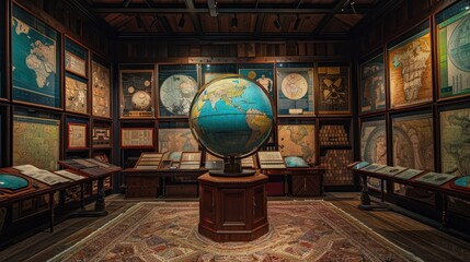 Globes and Maps in a Room