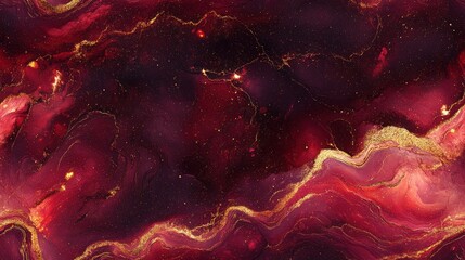 Poster - Seamless marble pattern in rich burgundy with gold veins, [Abstract Background Marble], [Regal and bold]