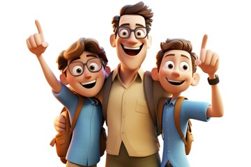 Poster - Cartoon laughing smiling family. .