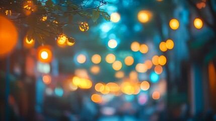 Canvas Print - a street with lights on it and trees in the background