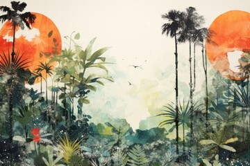 Canvas Print - Jungle outdoors painting nature.