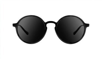 A pair of black sunglasses on a white background