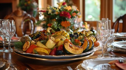 Delicious Autumn Harvest Feast on Festive Table