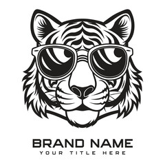 Sticker - Simple minimalist tiger head wild animal logo vector illustration template design