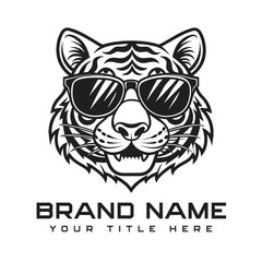 Simple minimalist tiger head wild animal logo vector illustration template design