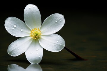 Poster - 1 jasmine with dew drop zoom blossom flower pollen.