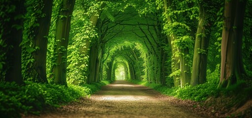 Wall Mural - A Tranquil Path Through the Green Canopy