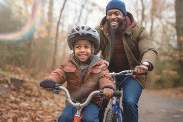 Sticker - Father and son biking outdoors