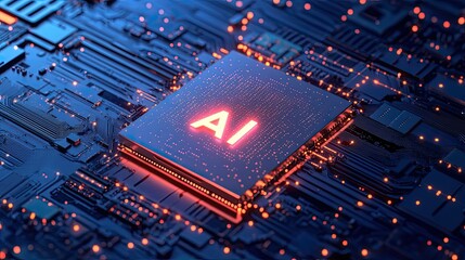 Poster - A futuristic microchip design with 