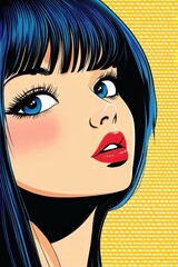 Wall Mural - A chic pop art vector of a girl with a striking gaze, embodying modern style and vibrant energy.