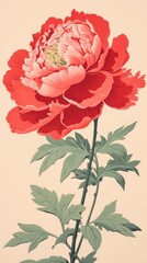 Canvas Print - Chinese seamless peony vintage flower plant art.