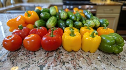 Canvas Print - Freshly Harvested Vegetables on a Kitchen Countertop