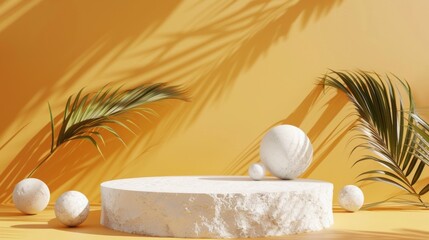 Poster - A white pedestal with a round base and a few white balls on top