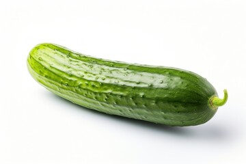 Fresh green cucumber on white