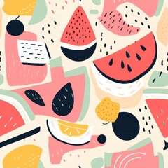 Poster - Vibrant fruit pattern food backgrounds watermelon.