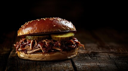 Canvas Print - Pulled Pork Sandwich with Pickles