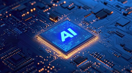 Poster - A powerful processor chip with the word 