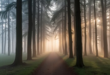 Wall Mural - morning in the woods