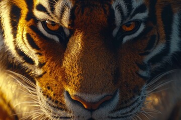 Wall Mural - Close-up of a Tiger's Face with Intense Eyes