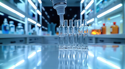 Poster - Clinical trial creating an impact in a laboratory research through scientific discovery, involving medical innovation, centered on research study. Generative AI.