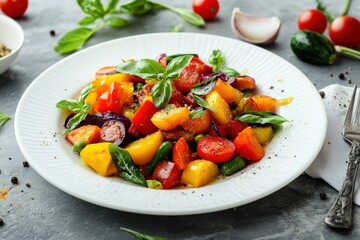 Poster - Fresh Salad with Basil and Colorful Vegetables