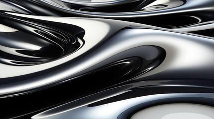 Sticker - Chrome Metal Wave Background  