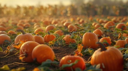 Canvas Print - Pumpkin Patch at Golden Hour