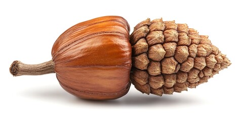 Canvas Print - Brown acorn oak nut isolated. on white background 