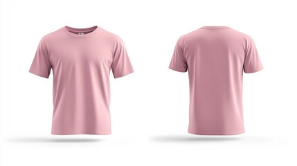 Sticker - Plain pink t-shirt front and back views Generative AI