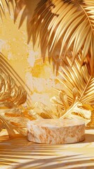 Poster - A gold leafy plant with a gold leafy stem