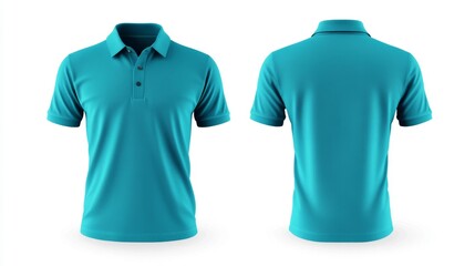 Poster - Turquoise Polo Shirt Front and Back View Generative AI