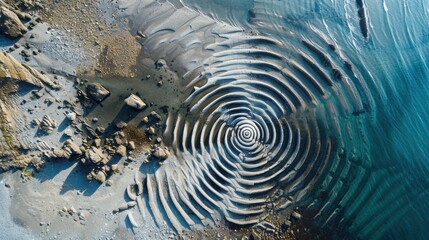 Sticker - Fibonacci Spiral Over Aerial View of Landscape