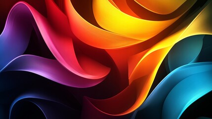 Poster - Colorful abstract waves in vibrant shades flowing against a dark background