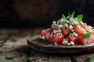 Wall Mural - Watermelon Salad with Feta Cheese and Fresh Mint