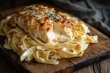 Poster - Delicious Chicken Breast with Creamy Alfredo Pasta